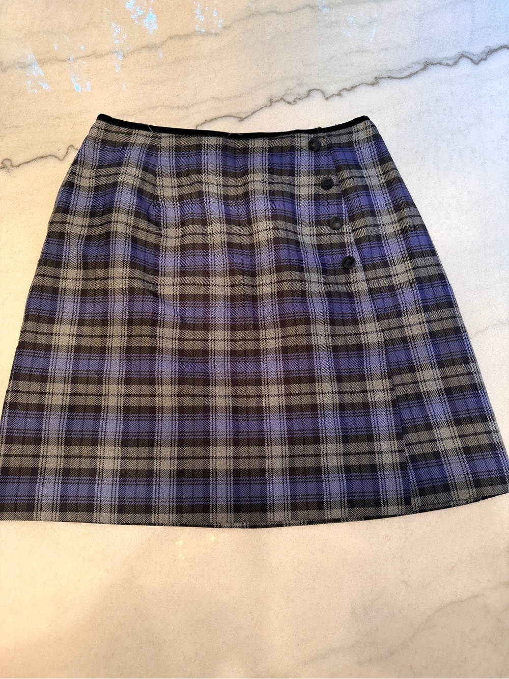 Villager Sport Plaid Mini Skirt in Gray and Blue